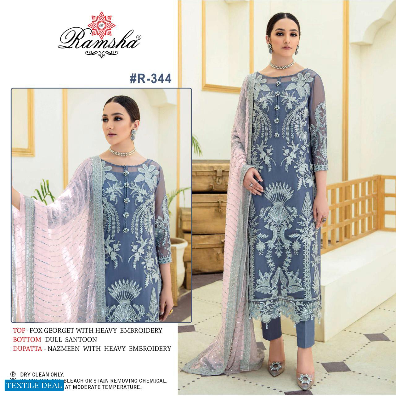 RAMSHA VOL 20 SERIES 343-346 GEORGETTE EMBROIDERY PAKISTANI SUITS