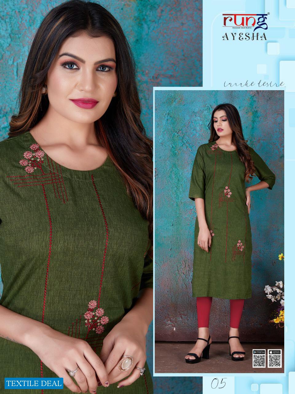 Rung Ayesha Wholesale Long Indian Kurtis