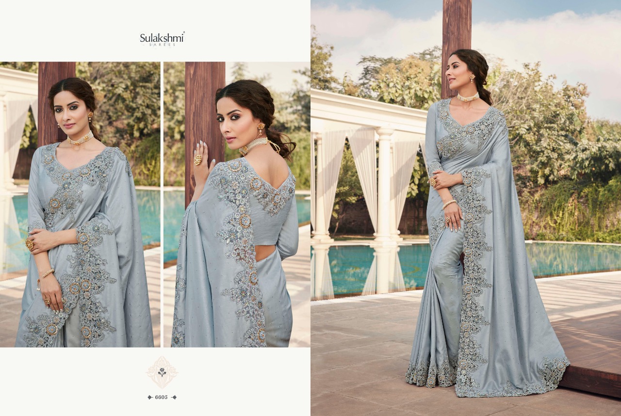 SULAKSHMI  SAREES MOHANNA D NO-6605 BRIDAL DESIGNER INDIAN WOMEN SAREE COLLECTION
