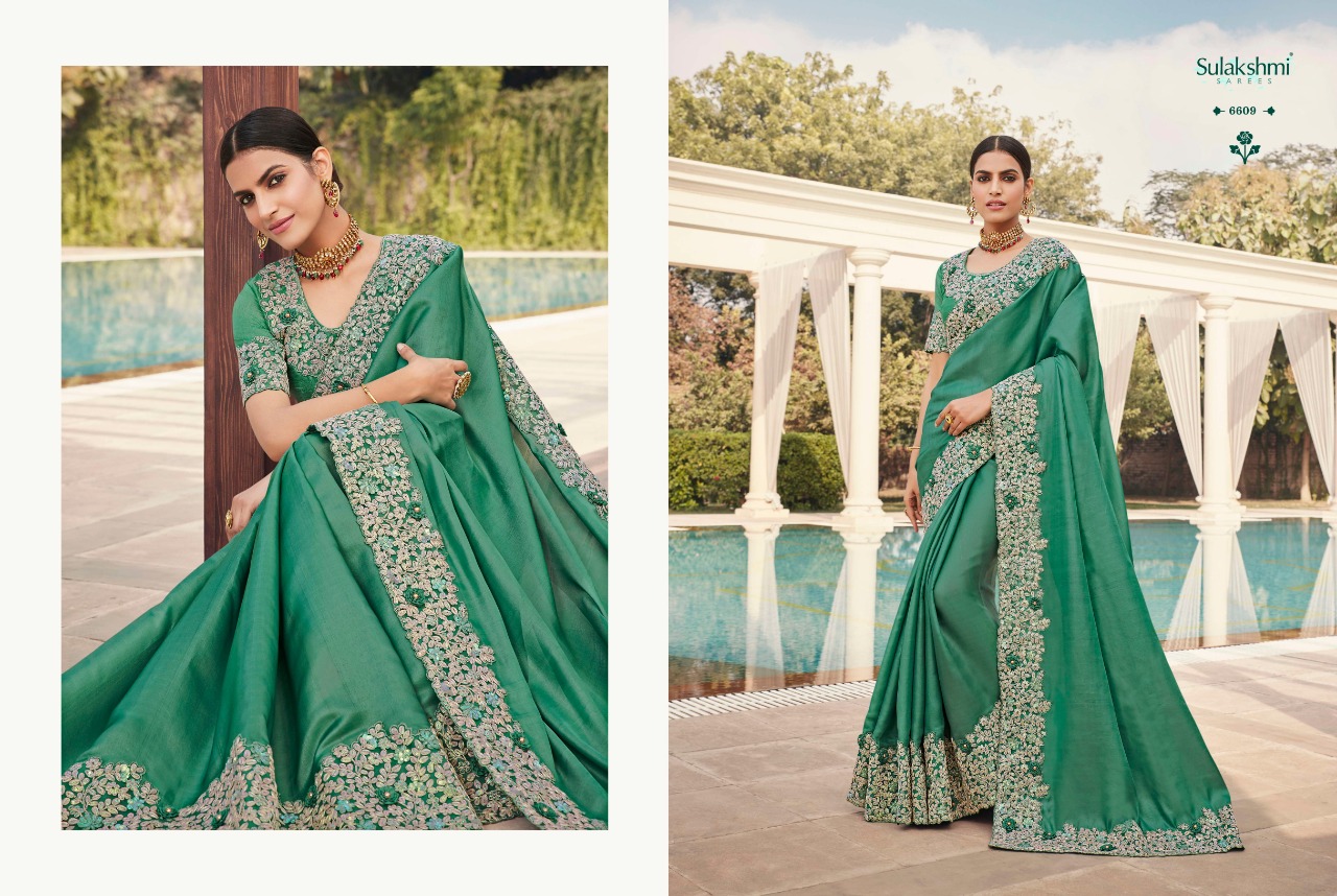 SULAKSHMI  SAREES MOHANNA D NO-6609 BRIDAL DESIGNER INDIAN WOMEN SAREE COLLECTION