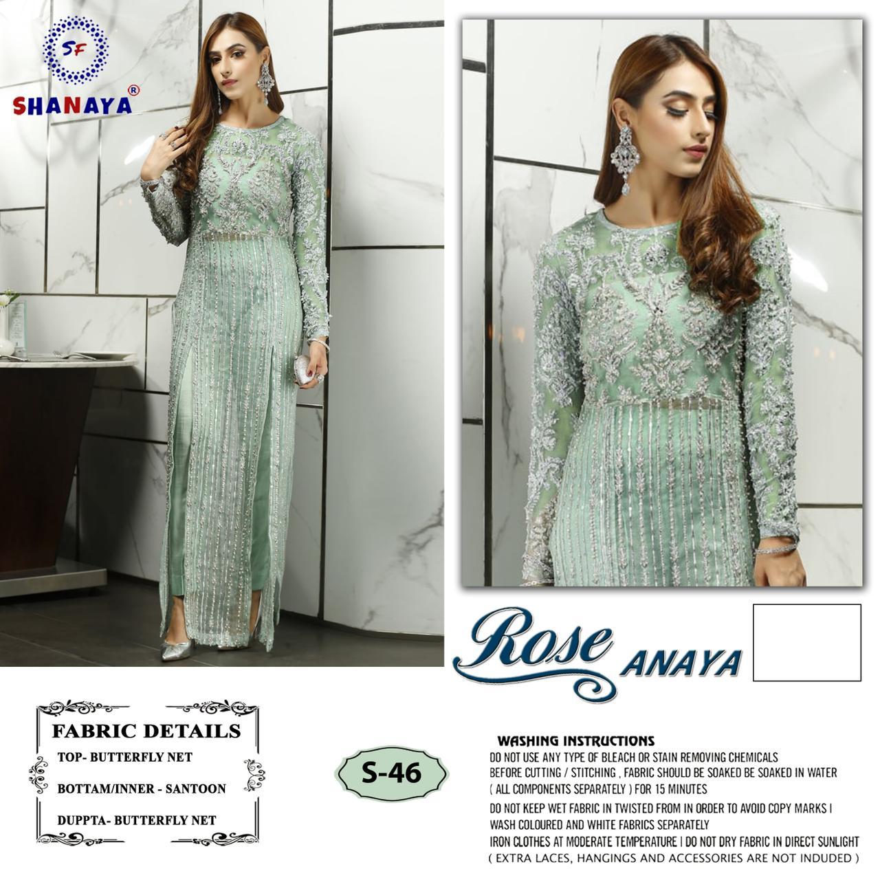 Shanaya Rose S-46 Colour Wholesale Pakistani Salwar Kameez