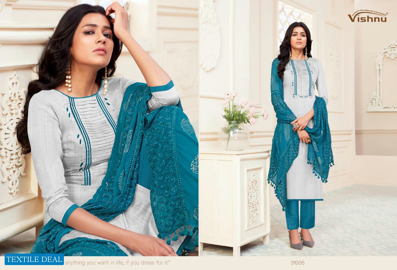 Vishnu Noureen Vol-9 Wholesale Embroidered Dress Material