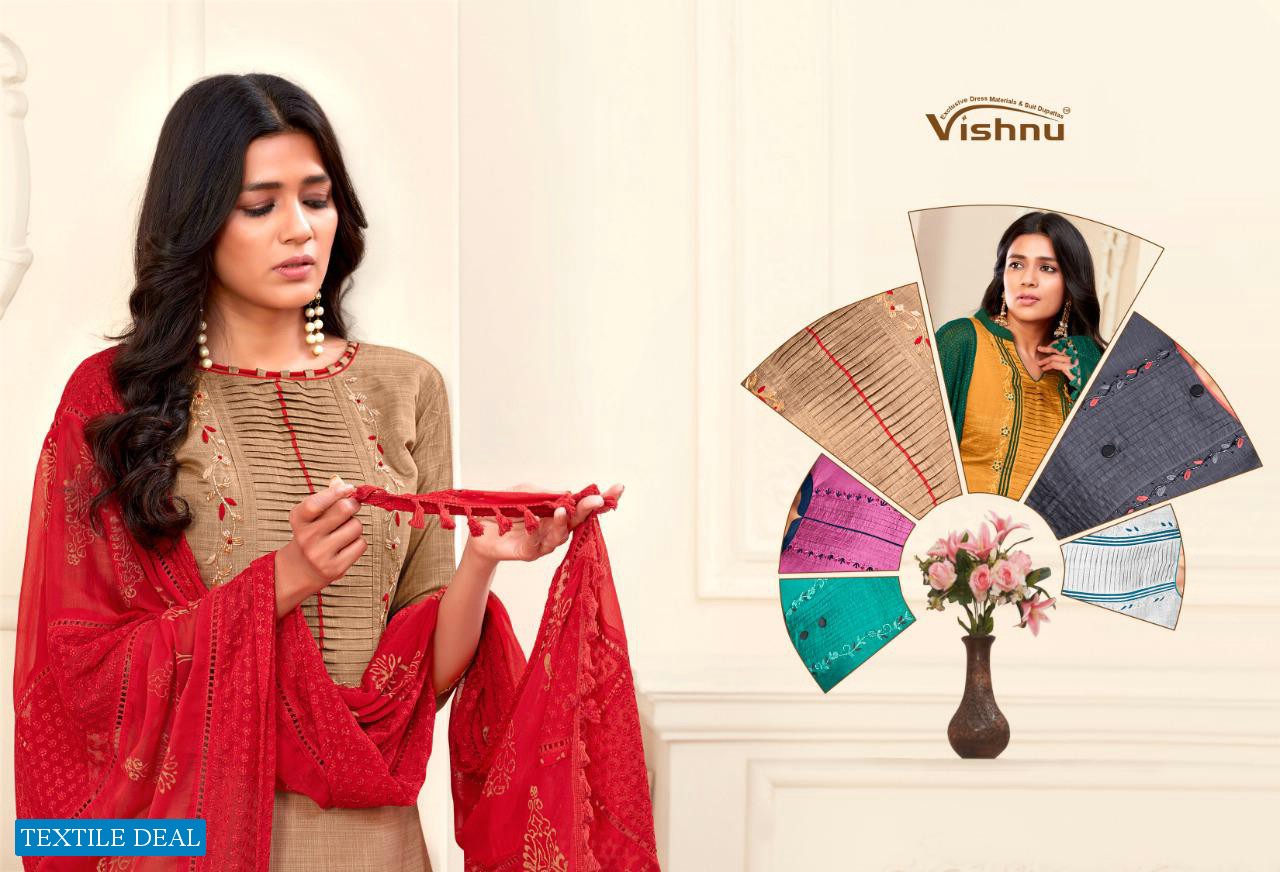 Vishnu Noureen Vol-9 Wholesale Embroidered Dress Material
