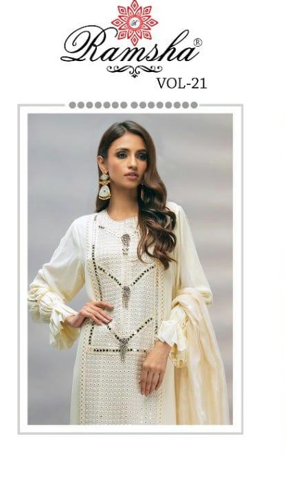 RAMSHA VOL 21 SERIES 347-350 GEORGETTE WORK ELEGANT PAKISTANI SUITS