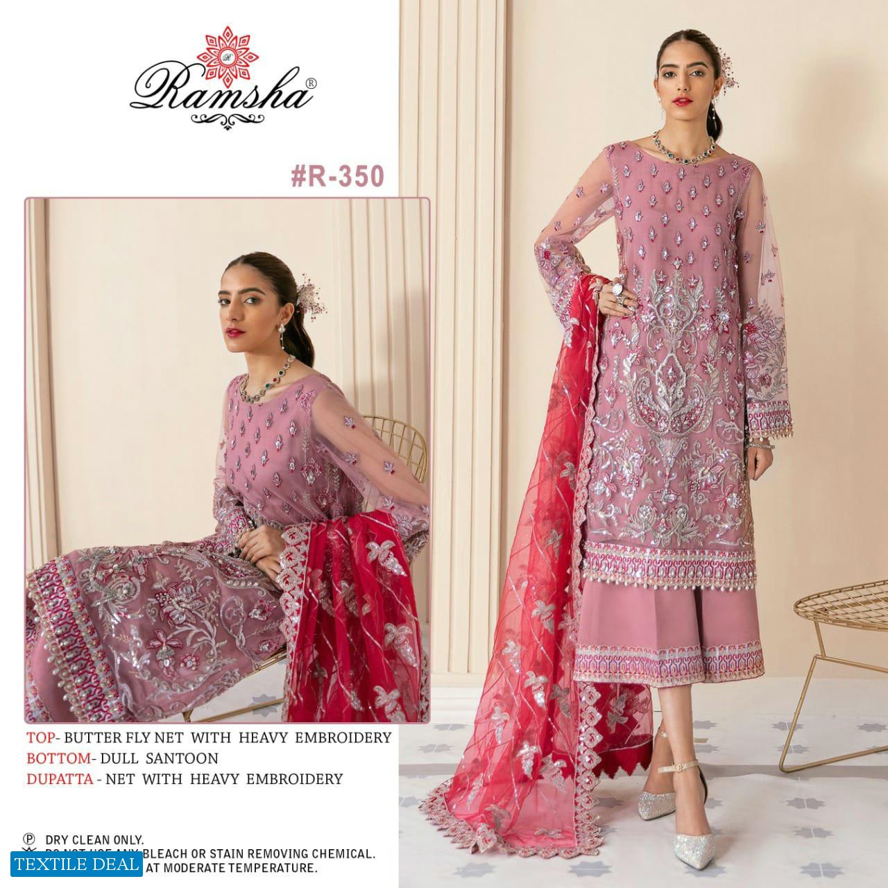 RAMSHA VOL 21 SERIES 347-350 GEORGETTE WORK ELEGANT PAKISTANI SUITS