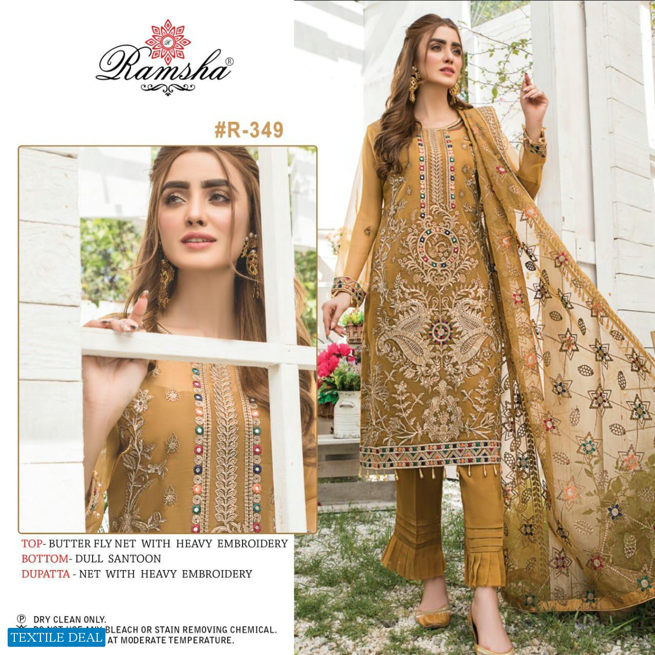 RAMSHA VOL 21 SERIES 347-350 GEORGETTE WORK ELEGANT PAKISTANI SUITS