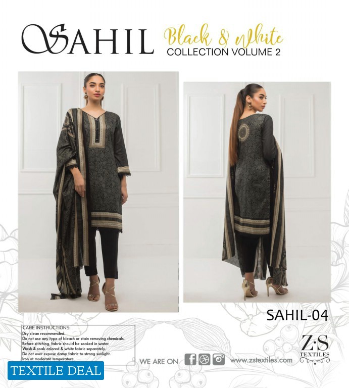 ZS Sahil Black And White Collection Vol-2 Wholesale Pakistani Salwar Kameez