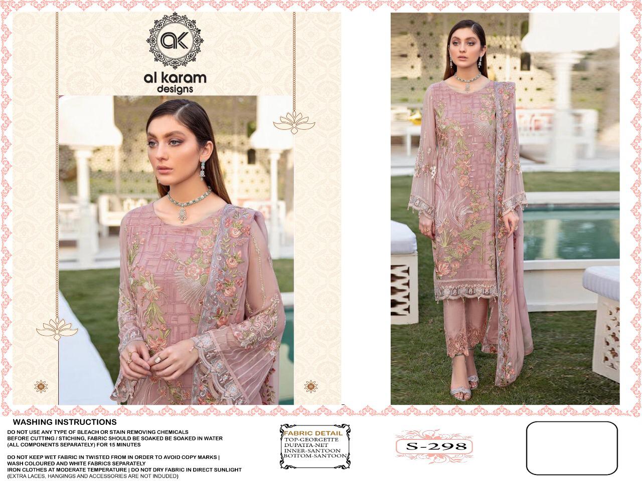 AL KARAM  D NO- S 298  GEORGETTE DESIGNER PAKISTANI SUIT