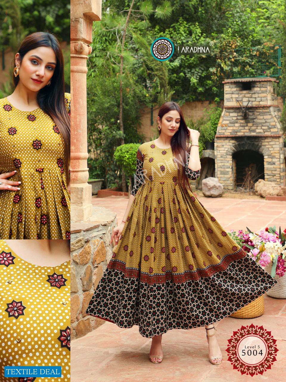Aradhna Level Vol-5 Wholesale Long Anarkali Kurtis Catalogs