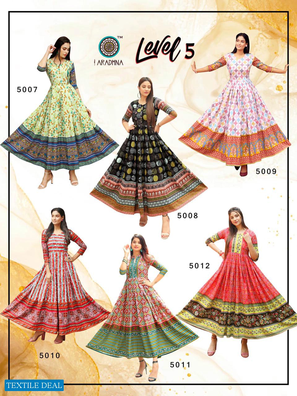 Aradhna Level Vol-5 Wholesale Long Anarkali Kurtis Catalogs