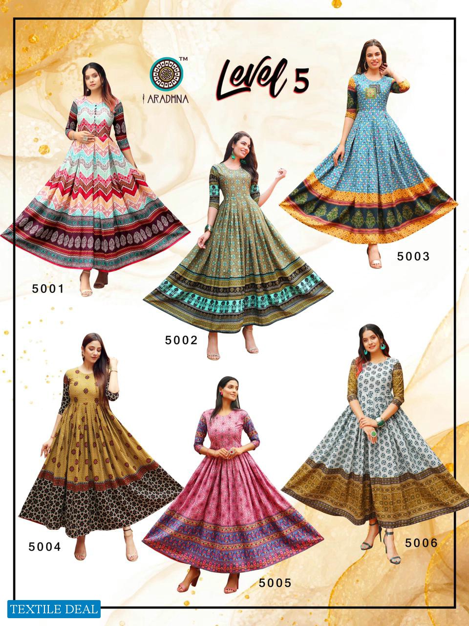 Aradhna Level Vol-5 Wholesale Long Anarkali Kurtis Catalogs
