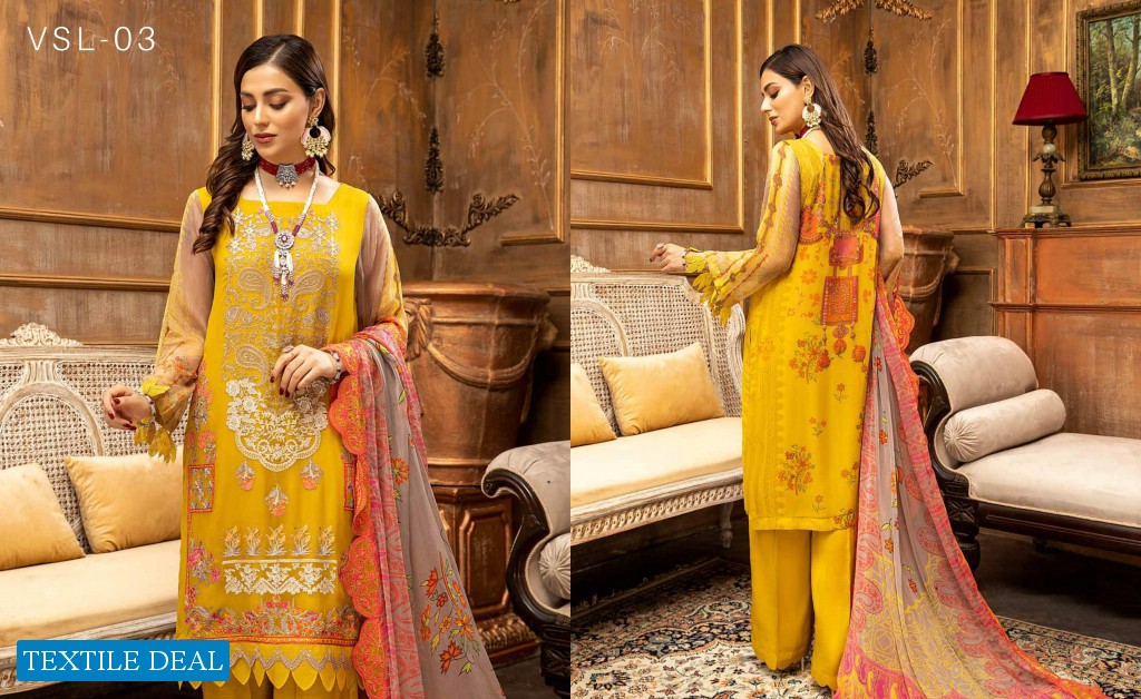 Charizma Vasl Embroidered chiffon collection with printed and embroidered chiffon dupatta