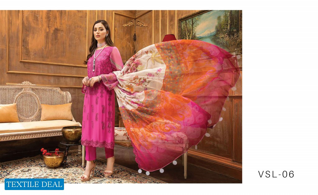 Charizma Vasl Embroidered chiffon collection with printed and embroidered chiffon dupatta