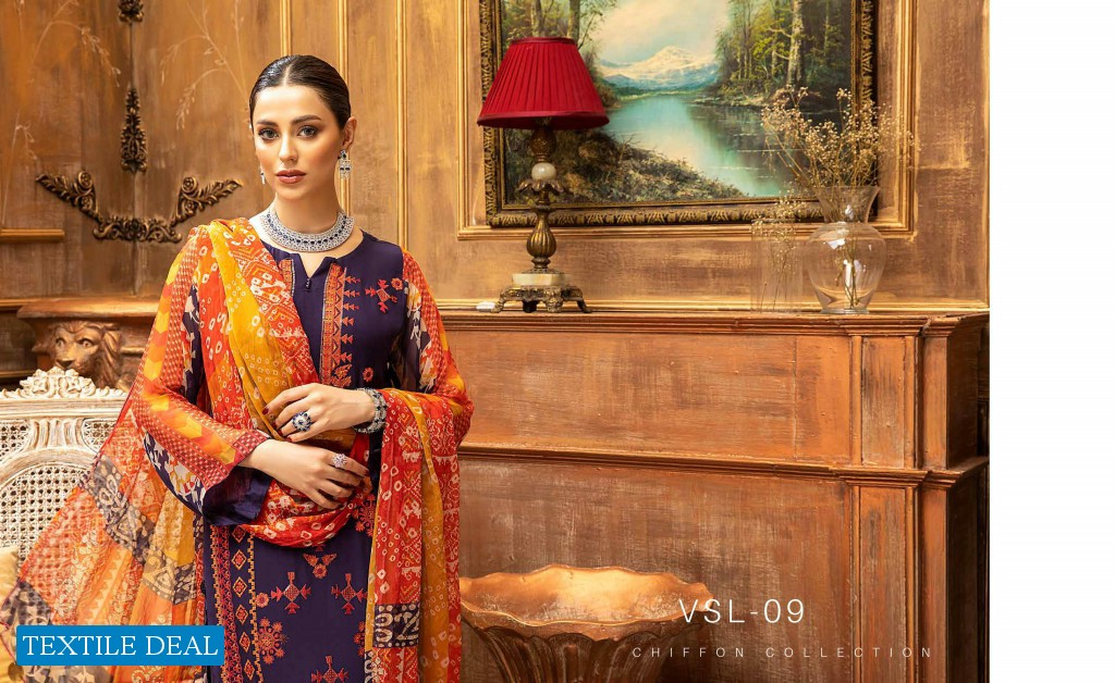Charizma Vasl Embroidered chiffon collection with printed and embroidered chiffon dupatta