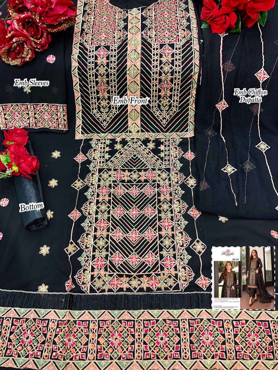 RAMSHA VOL 22 SERIES 351-354 PAKISTANI DESIGNER FANCY SUITS