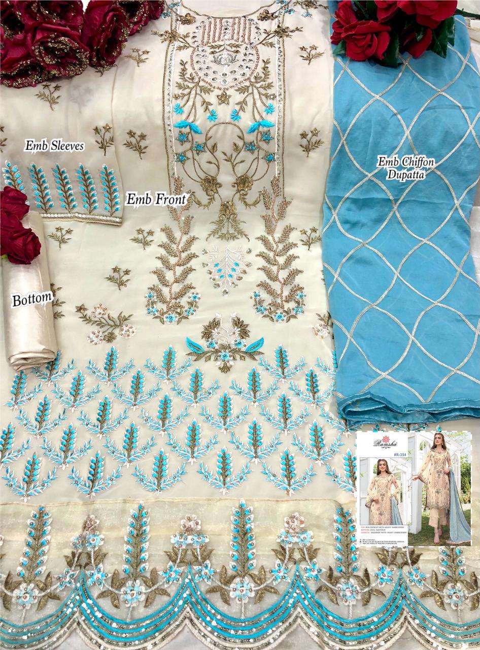 RAMSHA VOL 22 SERIES 351-354 PAKISTANI DESIGNER FANCY SUITS