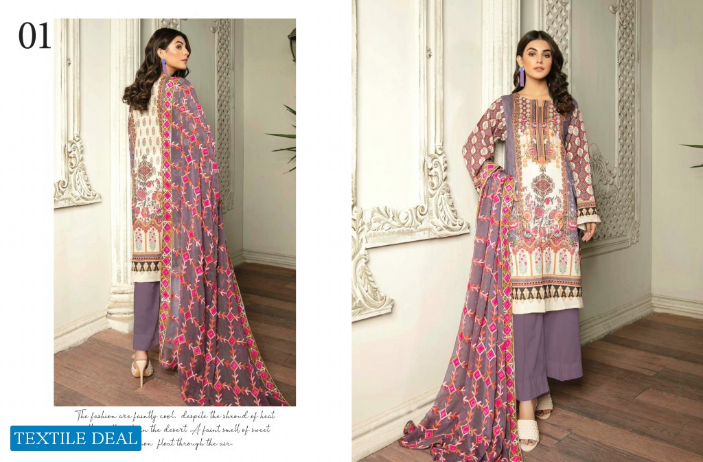 Zebaish Hania Digital Printed Lawn With Embroidered Chiffon Dupatta Catalog
