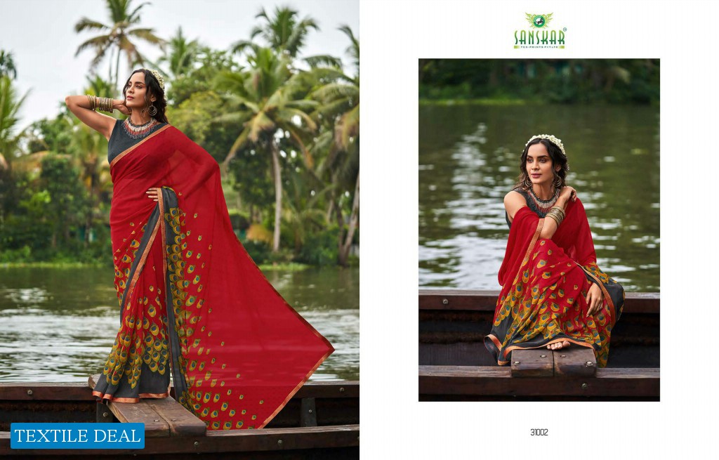Sanskar Saachi Wholesale Georgette With Fancy Border Sarees