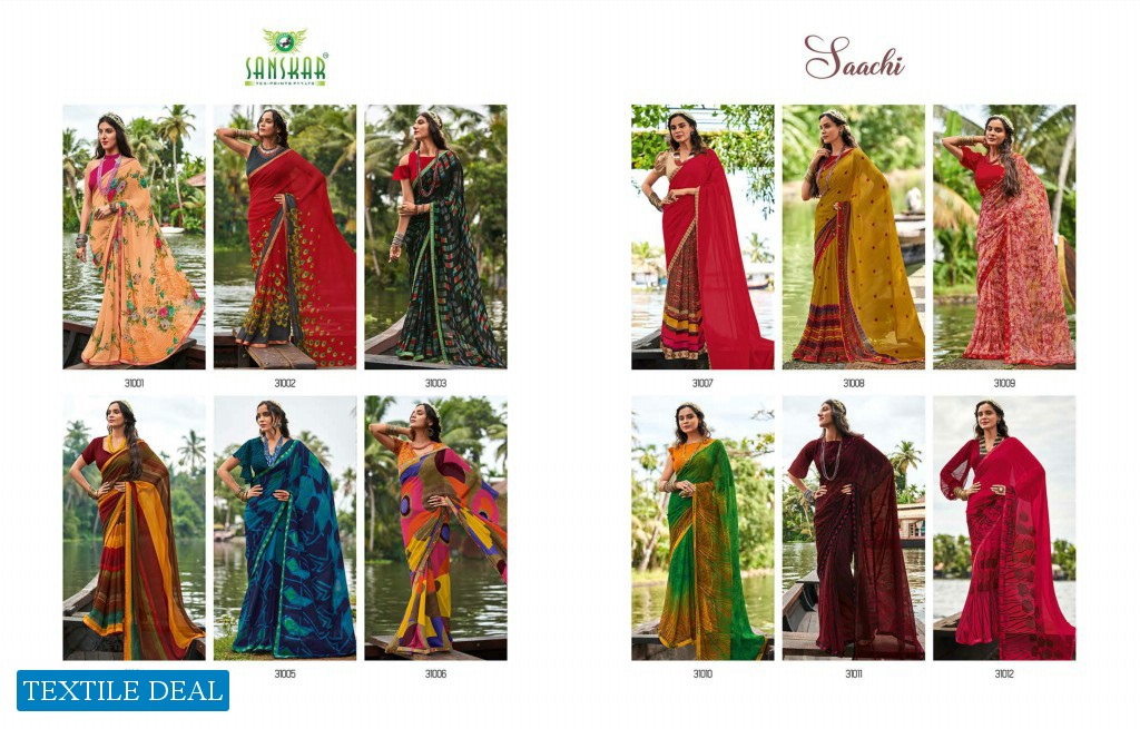 Sanskar Saachi Wholesale Georgette With Fancy Border Sarees