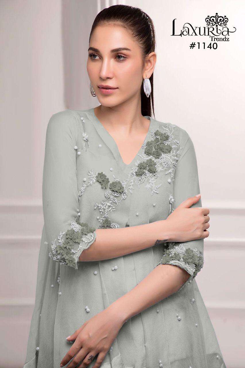 LUXURIA TRENDZ 1140 GEORGETTE HANDWORK TUNIC WITH COTTON PANT PAKISTANI COLLECTION