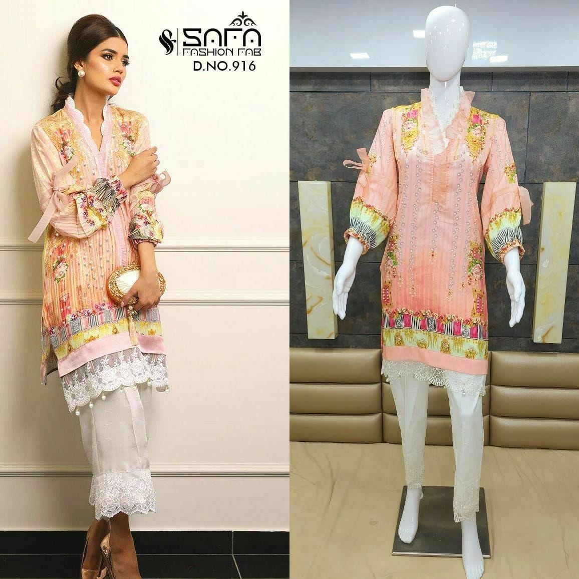 SAFA SF 916 MUSLIN DIGITAL PRINTED DESIGNER LUXURY KURTI WITH PANTS