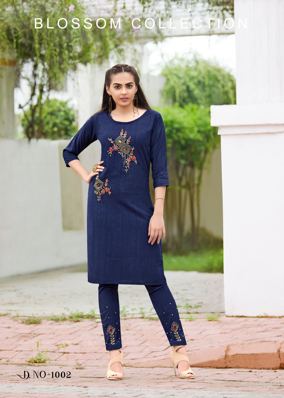 RANGJYOT AAROHI VOL 1 LIZA RAYON WORK DESIGNER KURTI AND  BOTTOM