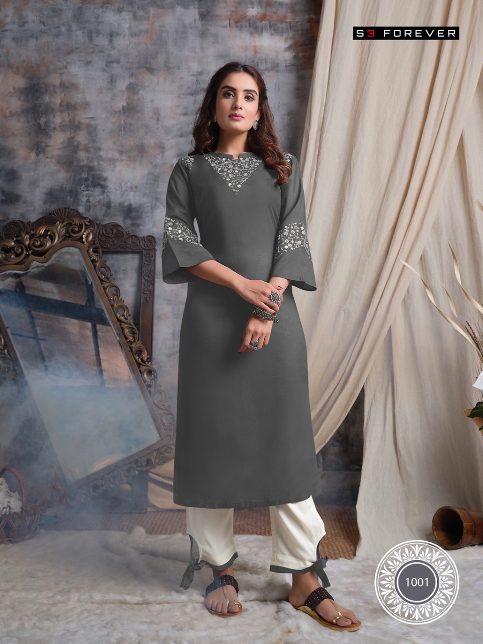 LUCKNOWI BY S3 FOREVER PREMIUM RAYON DESIGNER KURTI WITH PANTS