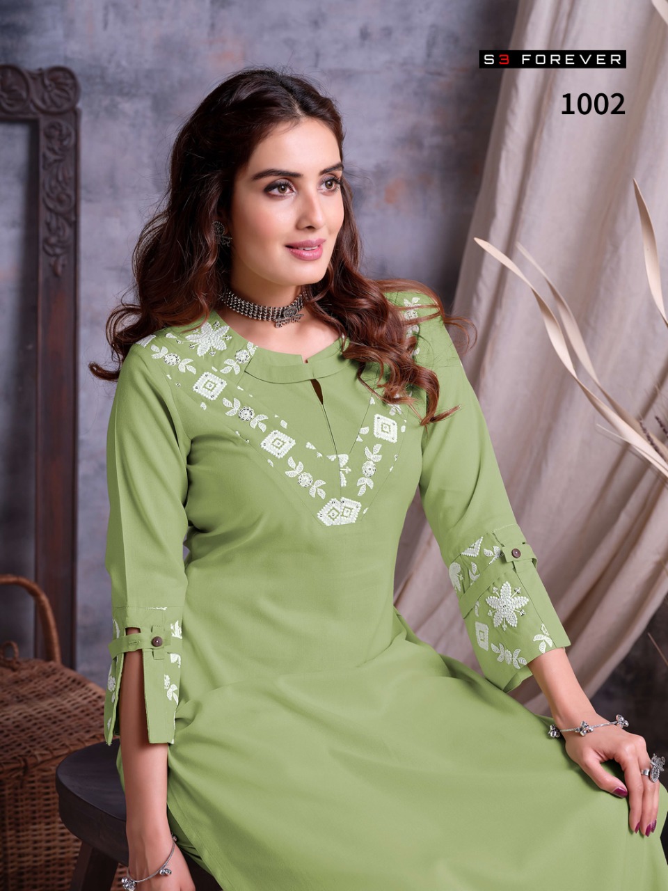 LUCKNOWI BY S3 FOREVER PREMIUM RAYON DESIGNER KURTI WITH PANTS