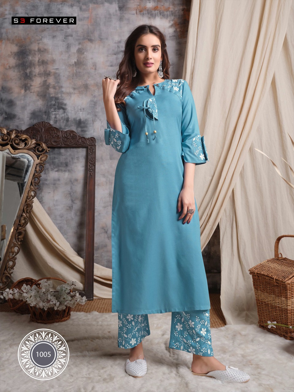 LUCKNOWI BY S3 FOREVER PREMIUM RAYON DESIGNER KURTI WITH PANTS
