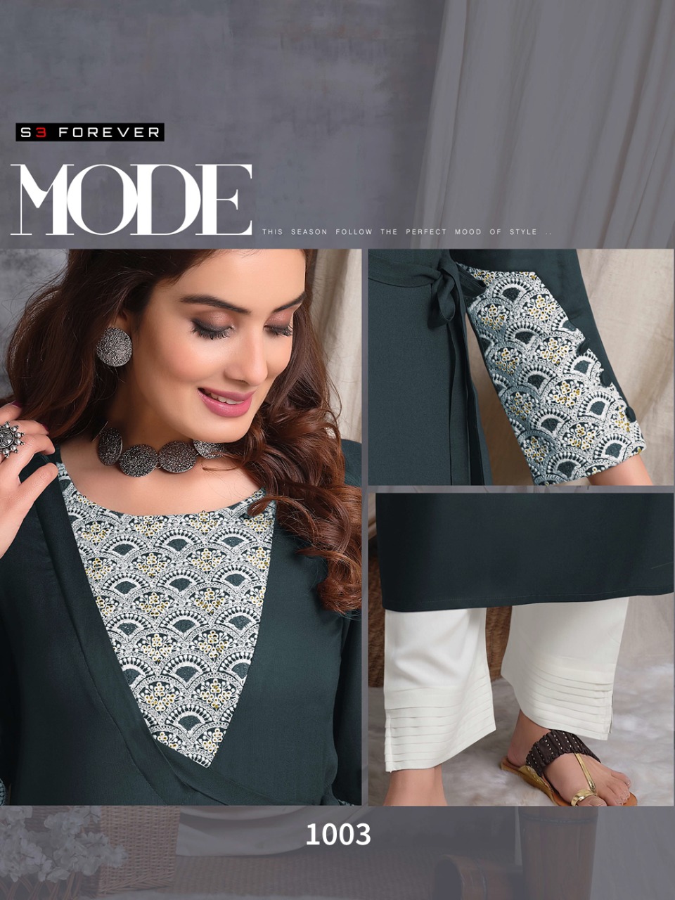 LUCKNOWI BY S3 FOREVER PREMIUM RAYON DESIGNER KURTI WITH PANTS