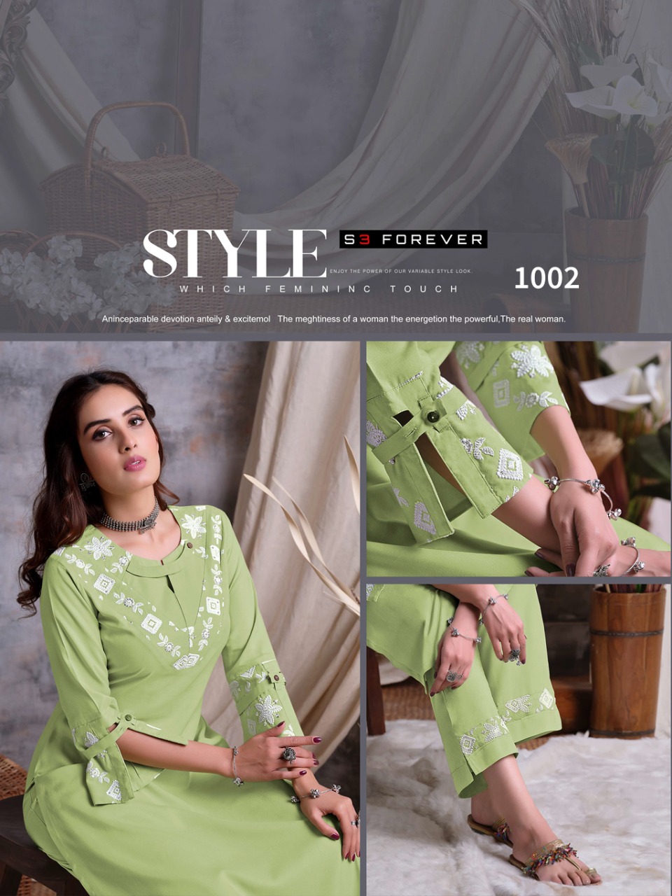 LUCKNOWI BY S3 FOREVER PREMIUM RAYON DESIGNER KURTI WITH PANTS