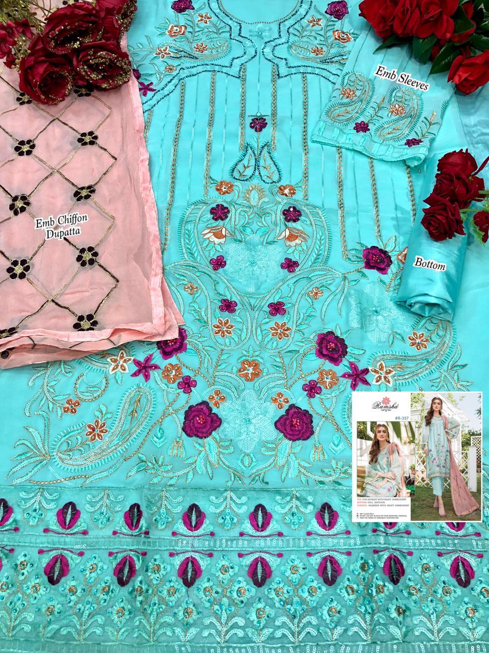 RAMSHA VOL 23 GEORGETTE PAKISTANI FANCY SUITS