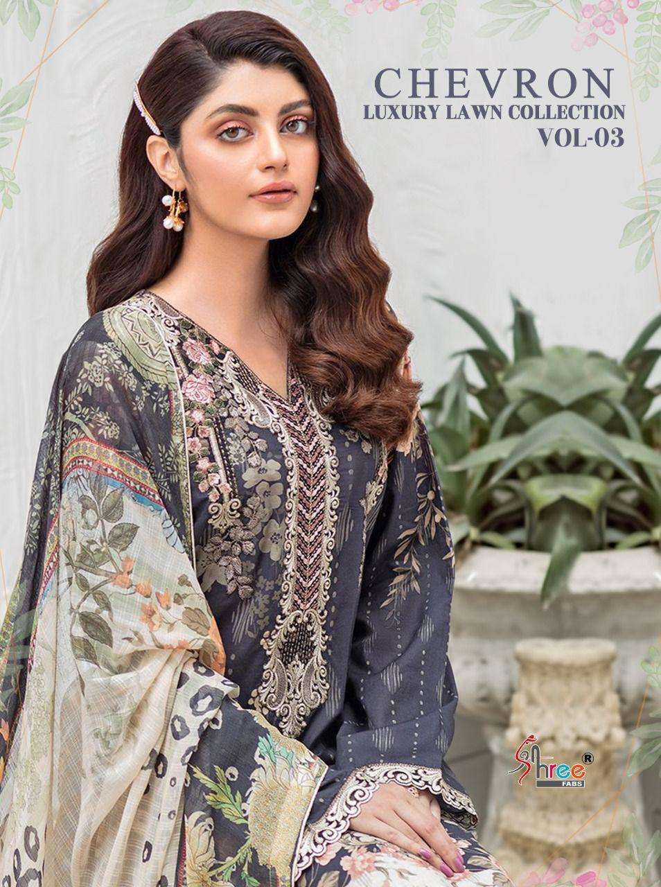 SHREE FABS CHEVRON LUXURY LAWN VOL 3 COTTON PAKISTANI FANCY SUITS