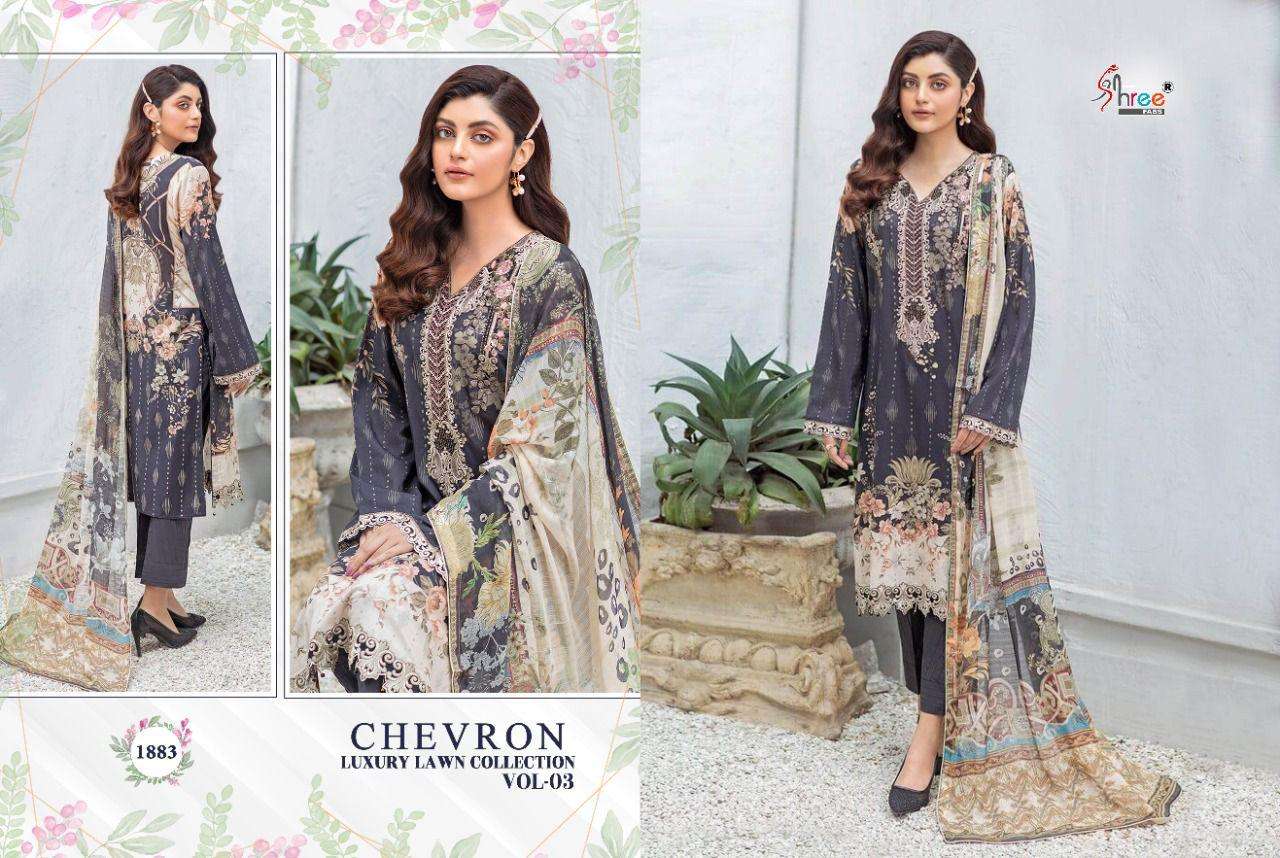 SHREE FABS CHEVRON LUXURY LAWN VOL 3 COTTON PAKISTANI FANCY SUITS