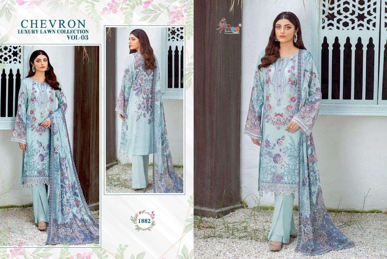 SHREE FABS CHEVRON LUXURY LAWN VOL 3 COTTON PAKISTANI FANCY SUITS