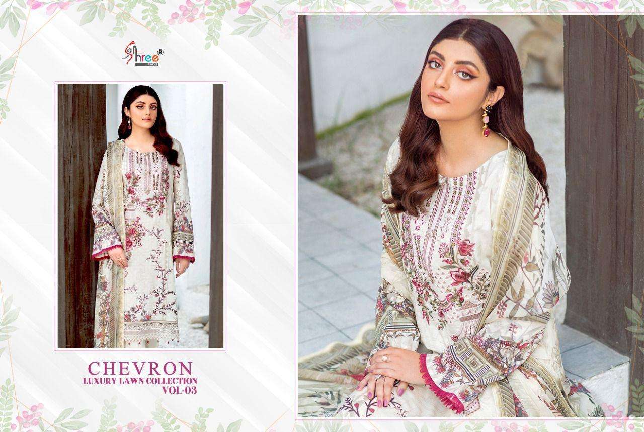 SHREE FABS CHEVRON LUXURY LAWN VOL 3 COTTON PAKISTANI FANCY SUITS