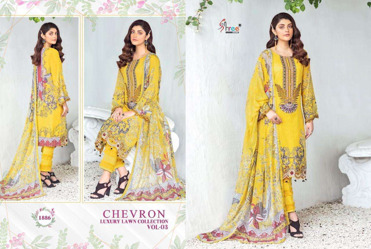 SHREE FABS CHEVRON LUXURY LAWN VOL 3 COTTON PAKISTANI FANCY SUITS