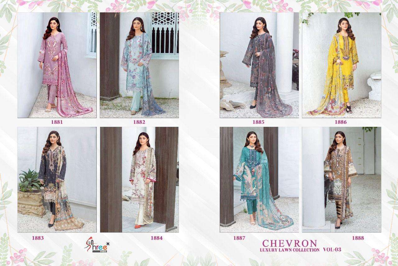 SHREE FABS CHEVRON LUXURY LAWN VOL 3 COTTON PAKISTANI FANCY SUITS