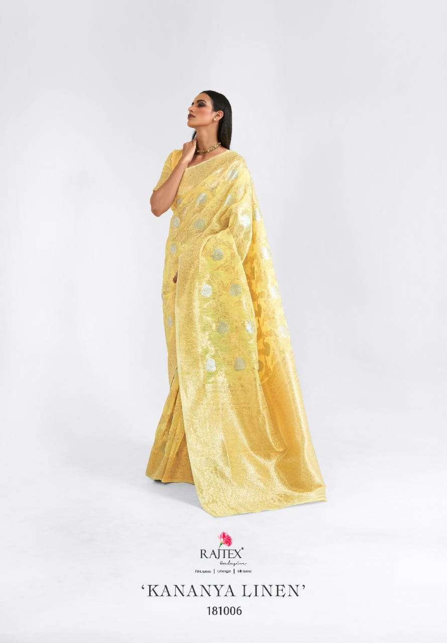 RAJTEX KINANYA LINEN WITH THREAD WORK DESIGNER STYLISH INDIAN SAREE