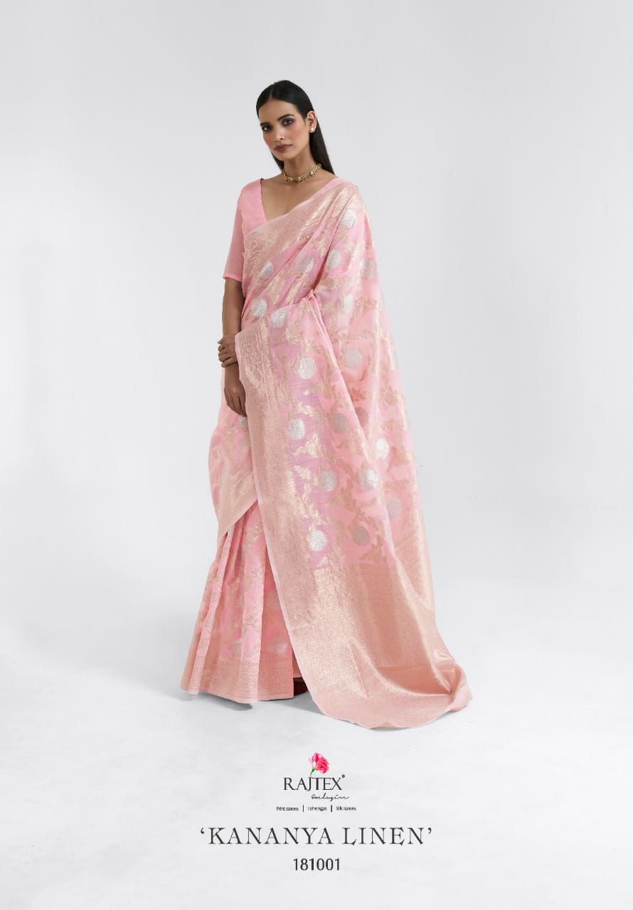 RAJTEX KINANYA LINEN WITH THREAD WORK DESIGNER STYLISH INDIAN SAREE