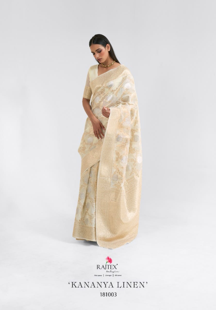 RAJTEX KINANYA LINEN WITH THREAD WORK DESIGNER STYLISH INDIAN SAREE