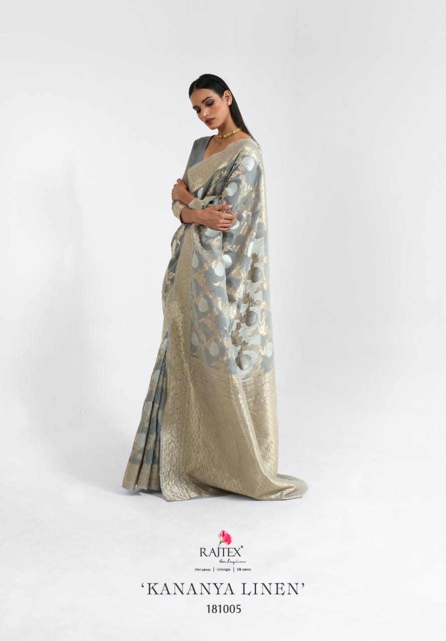 RAJTEX KINANYA LINEN WITH THREAD WORK DESIGNER STYLISH INDIAN SAREE