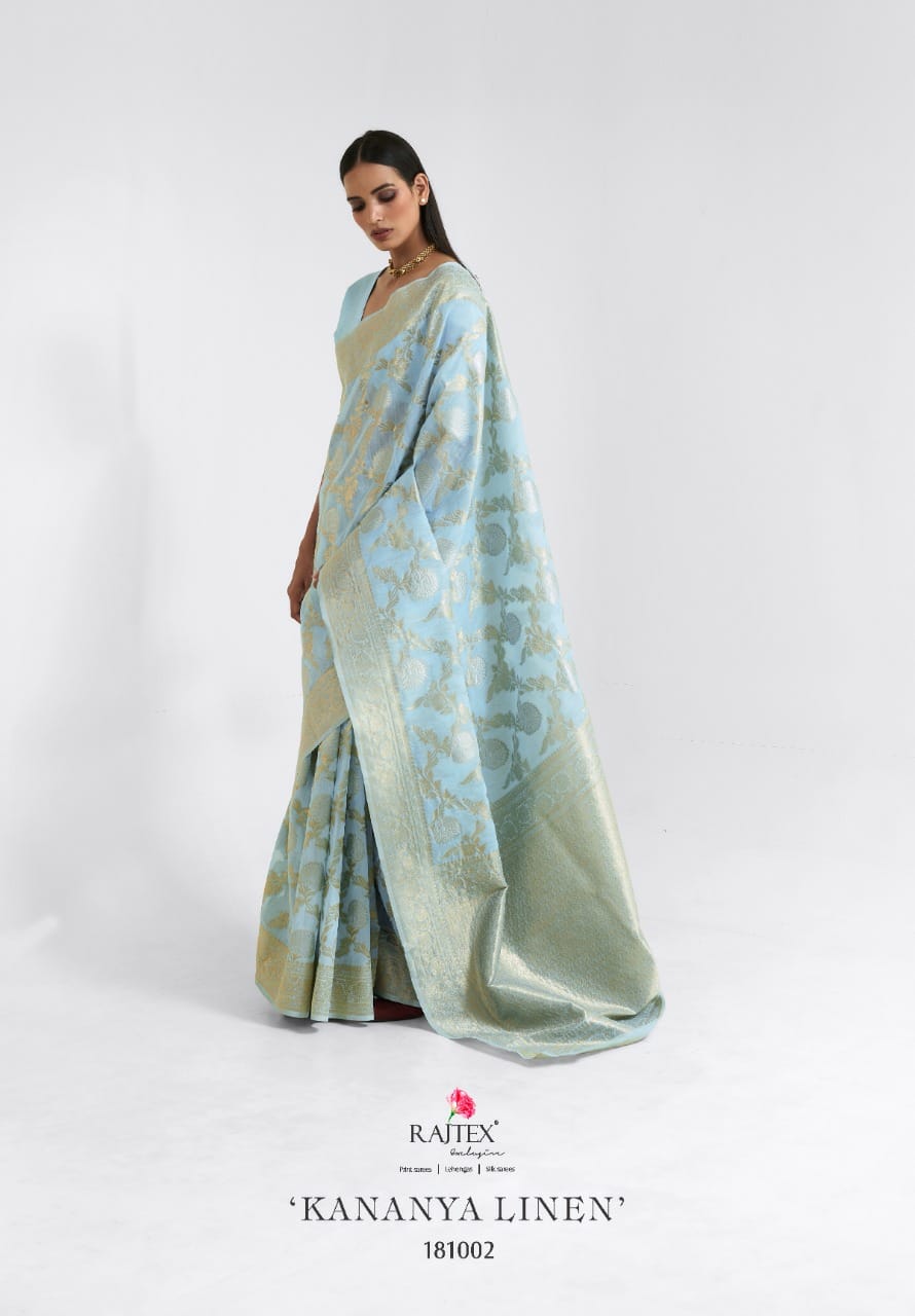 RAJTEX KINANYA LINEN WITH THREAD WORK DESIGNER STYLISH INDIAN SAREE