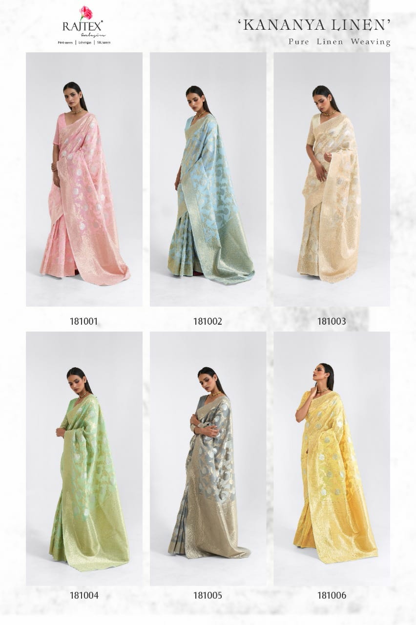 RAJTEX KINANYA LINEN WITH THREAD WORK DESIGNER STYLISH INDIAN SAREE