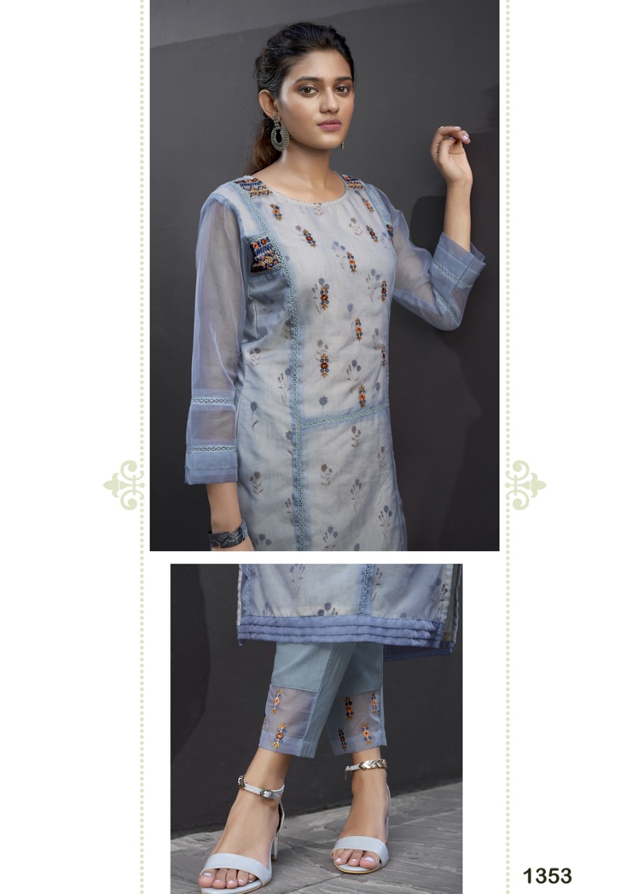 PLATINUM 2 BY VINK PURE ORGANZA  DESIGNER STYLISH KURTI WITH PANTS