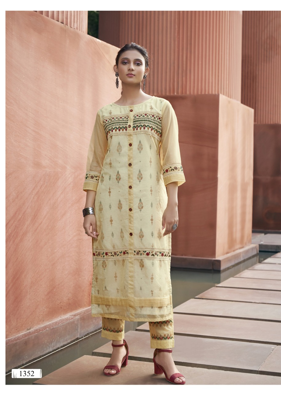 PLATINUM 2 BY VINK PURE ORGANZA  DESIGNER STYLISH KURTI WITH PANTS