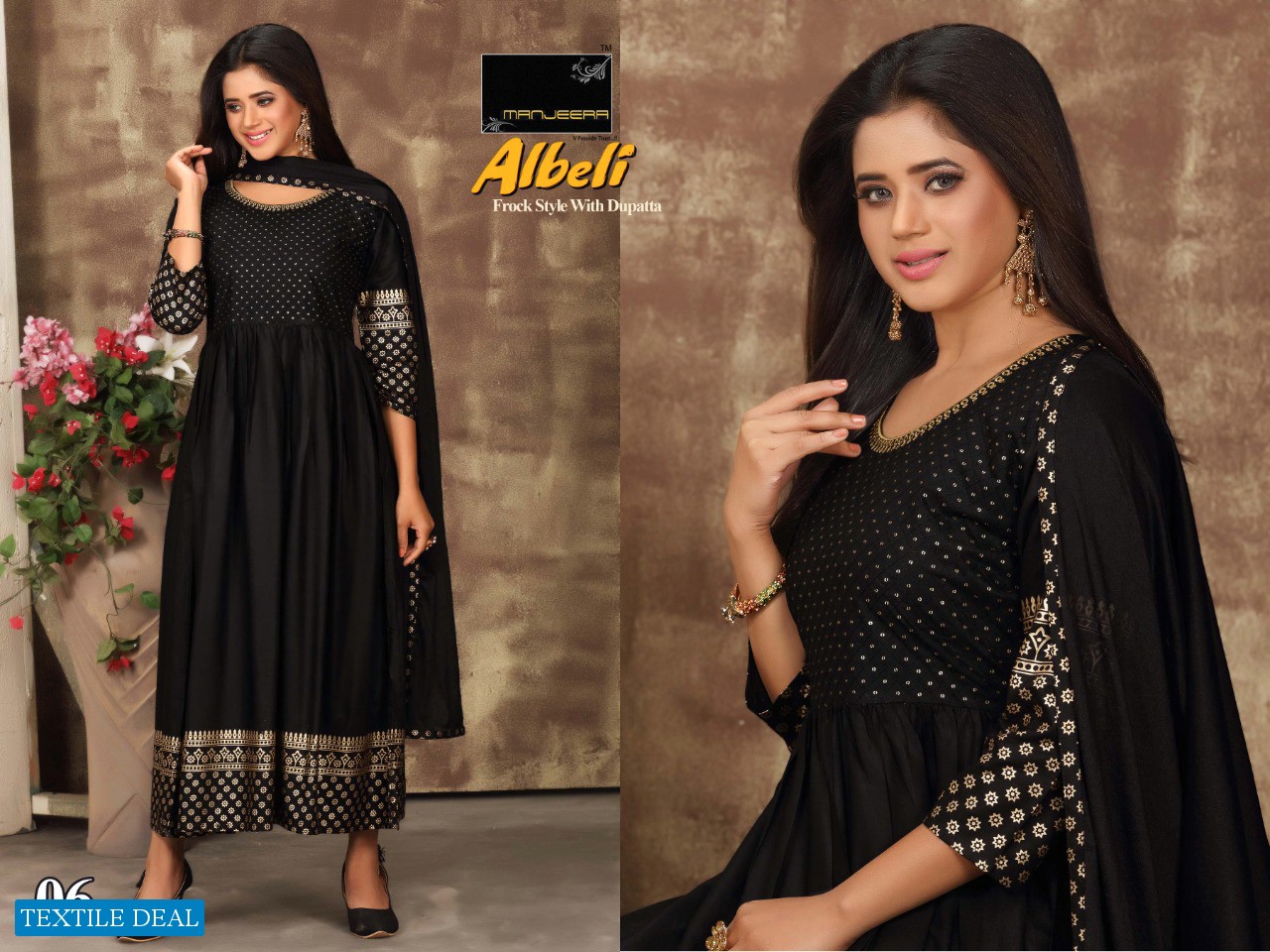 Manjeera Albeli Wholesale Reyon Gown With Dupatta
