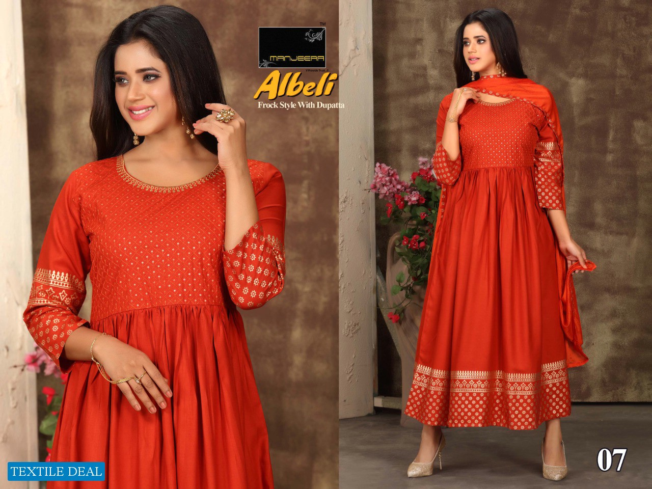 Manjeera Albeli Wholesale Reyon Gown With Dupatta