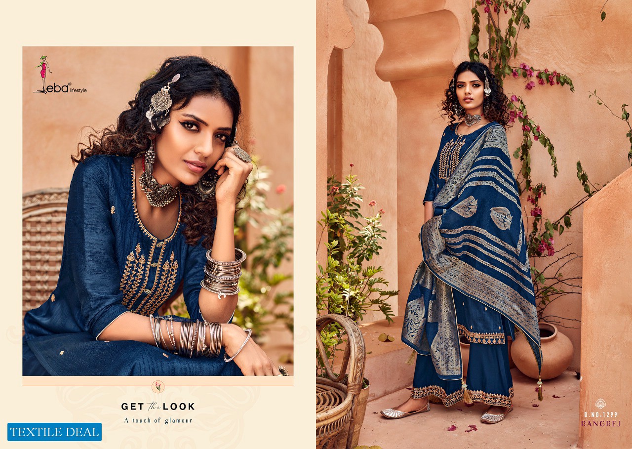 RANGREJ BY EBA LIFESTYLE SILK EMBROIDERY DESIGNER FANCY SUITS