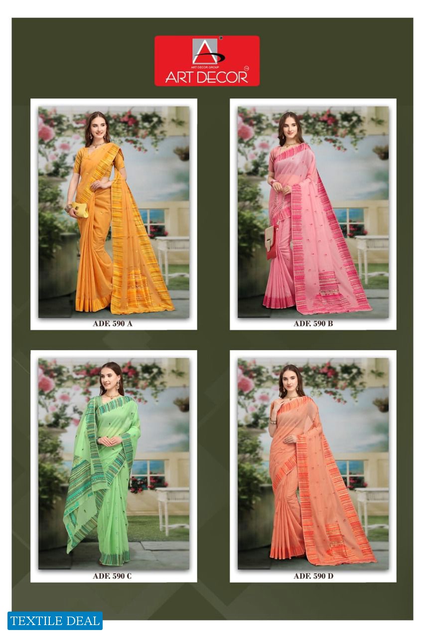 Art Decor Devika Wholesale Handloom Cotton Base Sarees